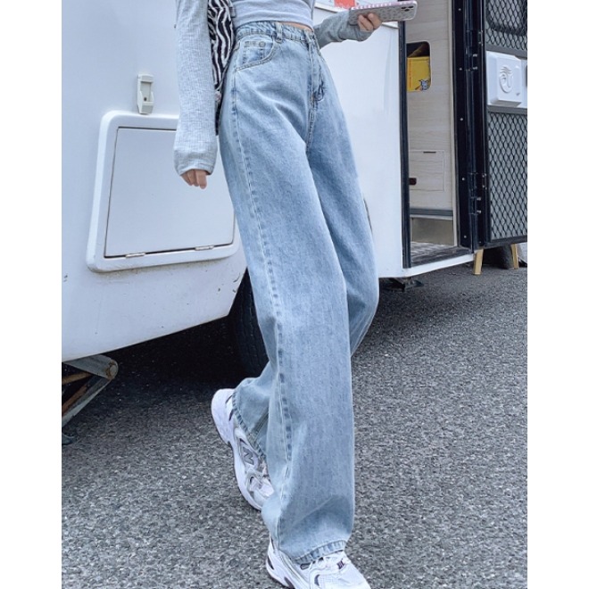 高腰直筒牛仔闊腿褲-細節圖3