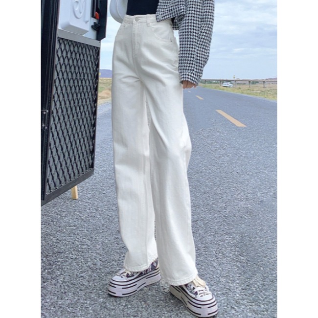 高腰直筒牛仔闊腿褲-細節圖5