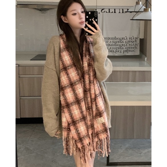 彩色糖豆格紋圍巾 💗-細節圖2
