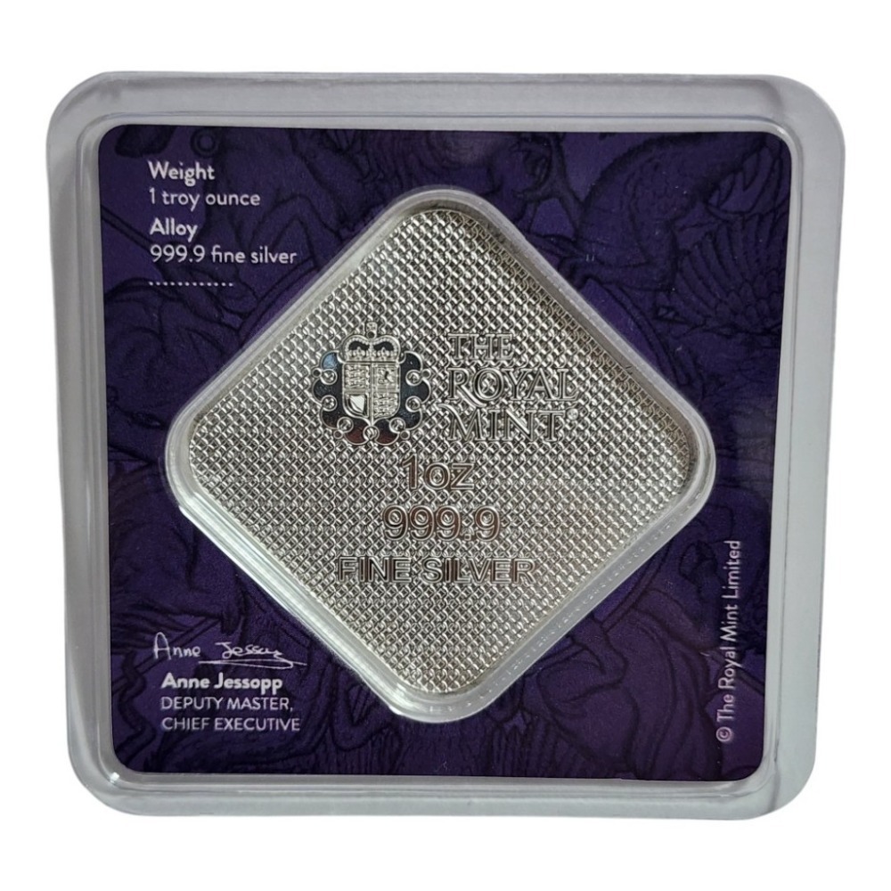 英國皇家女王野獸-十獸全集1盎司銀條-檢驗卡包裝-細節圖2