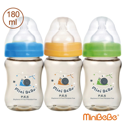 【MiniBeBe】防脹氣-寬口徑奶瓶超值組3入180ml