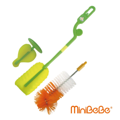 【MiniBeBe】360度全方位清洗-替換式兩用抗菌奶瓶刷替換組