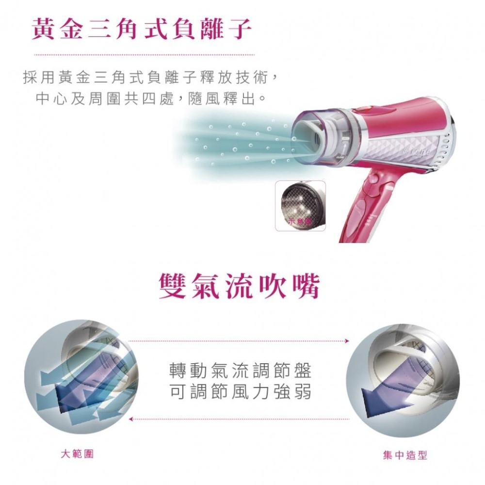 當天出貨 日本『TESCOM 負離子吹風機 TID960TW 』桃紅色 白色【小知足賣場】-細節圖4