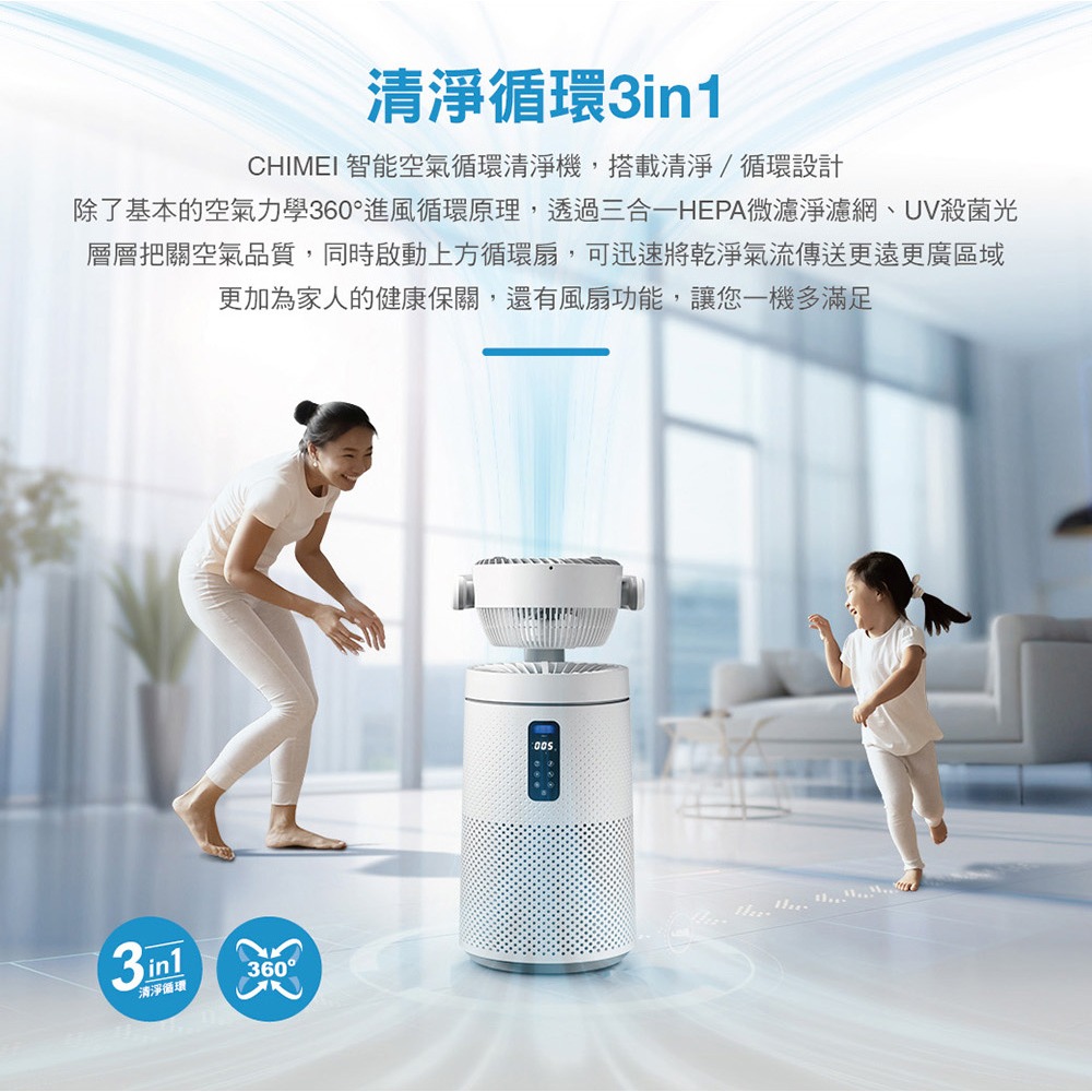 『奇美CHIMEI 智能空氣清淨機 AP-09FRC1』風扇 淨化 循環扇 遙控 夜燈 10-15坪-細節圖4