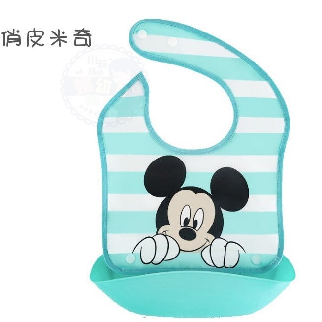 🔥台灣現貨🔥迪士尼 寶寶 兒童吃飯矽膠組合立體圍兜 可拆卸吃飯圍兜 防水圍兜-細節圖7