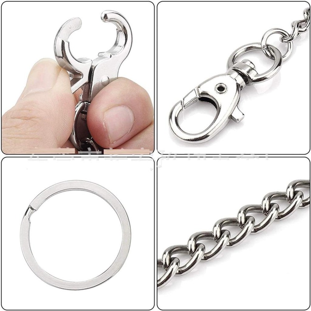 60CM防丟鑰匙鏈  錢包 牛仔褲錢包手提鏈 歐美個性ins嘻哈褲鏈 三層圓形拼接鏈條新潮金屬褲子配飾-細節圖8