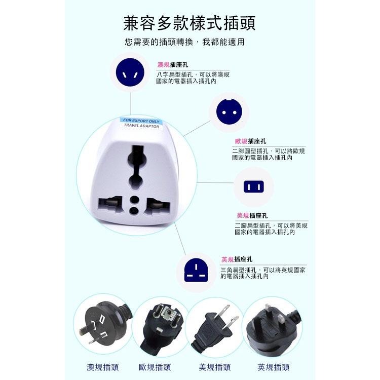 萬國轉美規 萬用插頭 萬用轉接頭 歐規轉美規 三孔三圓轉二扁 插頭轉換轉接頭 兩扁美標-細節圖9