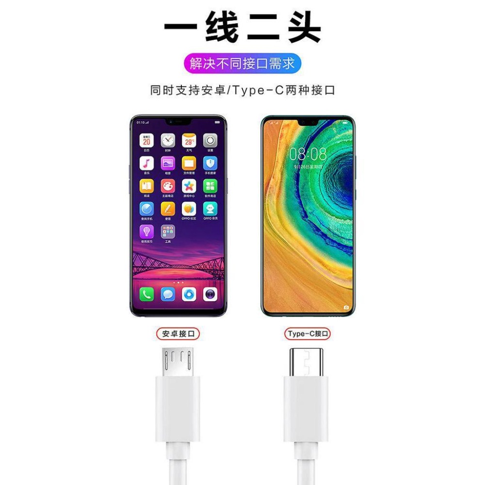 安卓 TYPE-C 雙用充電線 一分二充電線  一分二充電短線  一拖二充電線 僅充電 約20cm-細節圖9