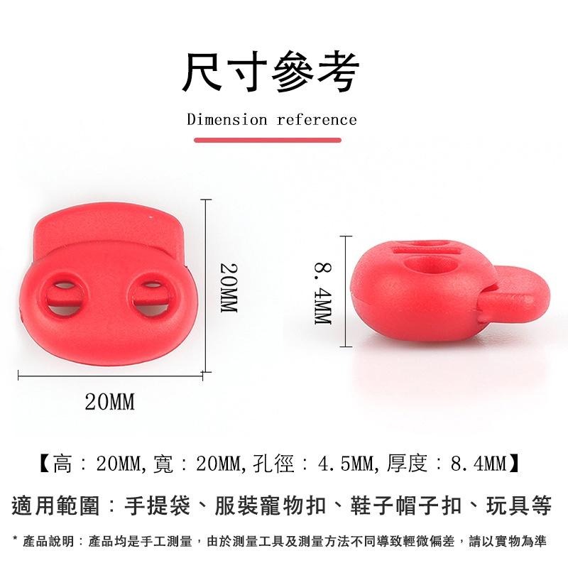 彩色雙孔豬鼻扣 塑膠彈簧扣  傘繩扣 鬆緊調節扣 止滑扣 繩頭固定扣 伸縮扣 多色可選-細節圖7