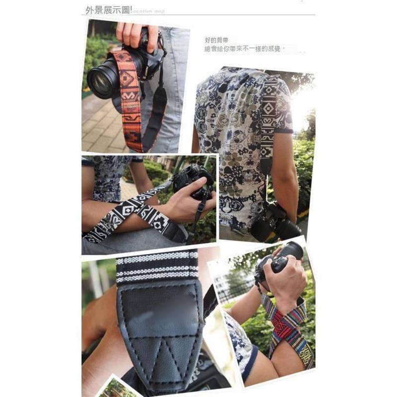 多彩編織相機背帶 民族風 波西米亞風 相機背帶 肩帶 編織相機背帶 復古 柔軟掛繩 通用 減壓減震-細節圖3