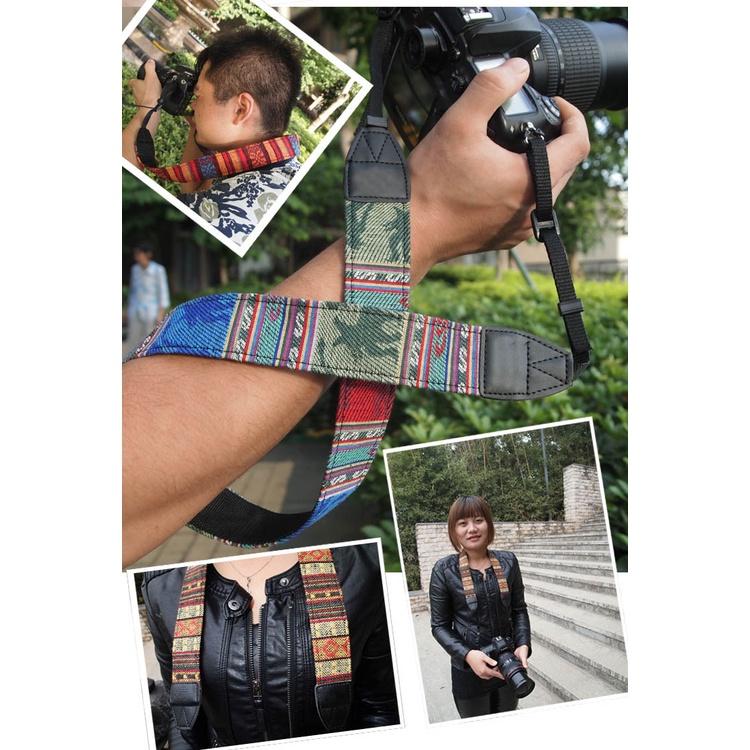 多彩編織相機背帶 民族風 波西米亞風 相機背帶 肩帶 編織相機背帶 復古 柔軟掛繩 通用 減壓減震-細節圖4