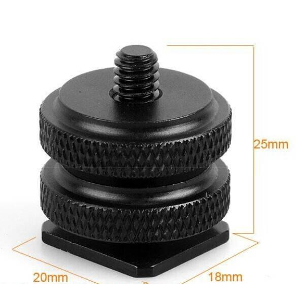 加強版1/4 螺孔轉熱靴插座 雙層 單層雙 螺絲可上下鎖緊接兩相機 雙螺絲 可上下鎖緊接 熱靴座-細節圖3