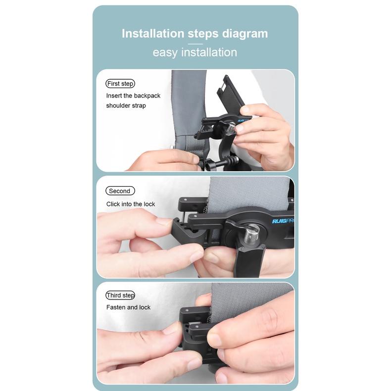 RUIGOPRO 睿谷 卡扣式 360度 背包夾 快拆 運動相機 手機雙用-細節圖8