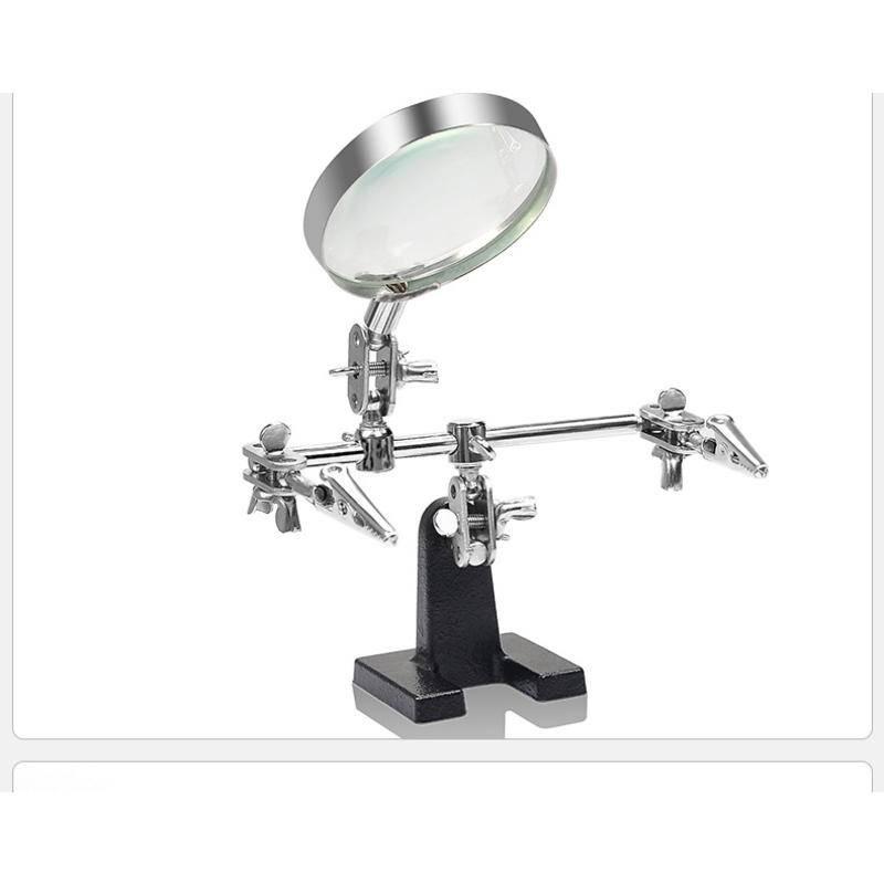 夾式放大鏡 鏡臺式放大鏡 三隻手輔助夾 維修輔助臺金屬夾 放大鏡 維修手機 電路板焊 pcb電路板輔助夾具 60mm-細節圖2