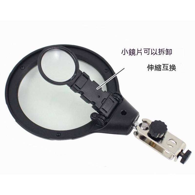 維修檢驗多功能支架 10倍檯燈式放大鏡 LED燈照明輔助 三種倍數替換  五LED燈照明輔助 美規-細節圖3