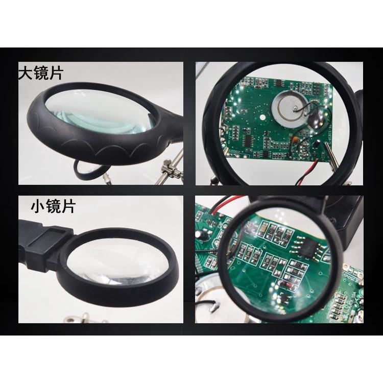 維修檢驗多功能支架 10倍檯燈式放大鏡 LED燈照明輔助 三種倍數替換  五LED燈照明輔助 美規-細節圖4