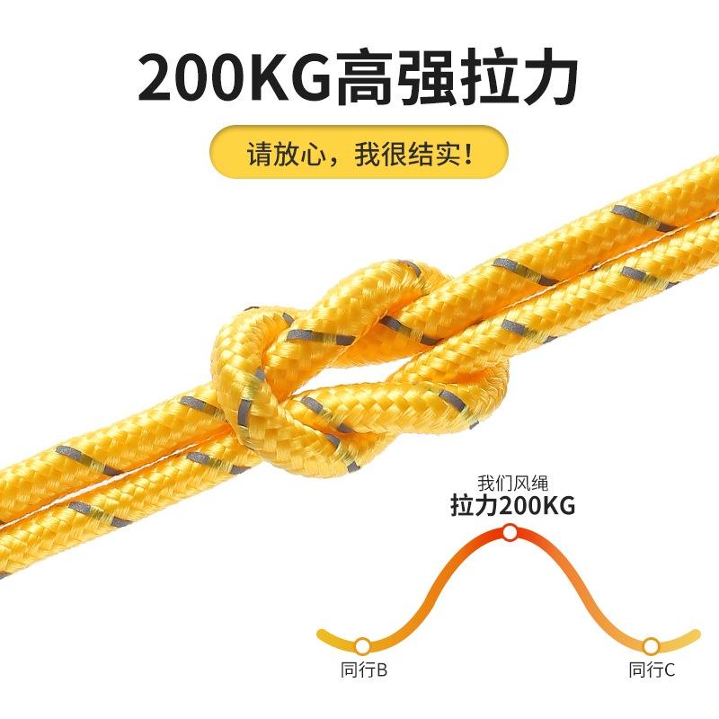 12股 4米 反光營繩 4mm 營繩調節片 天幕繩 帳篷繩 露營繩 反光繩 風繩 傘繩 童軍繩 尼龍繩-細節圖2