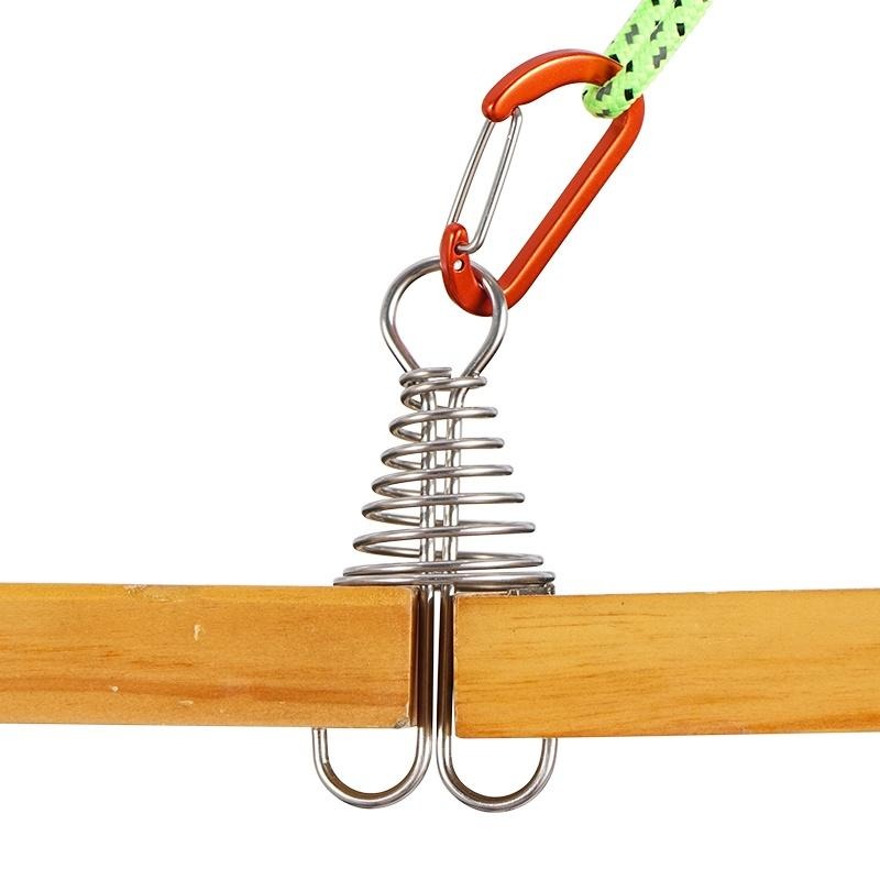 章魚繩扣 彈簧勾魚骨釘 棧板魚骨釘 營繩固定器 帳蓬固定勾 棧板神器附D扣-細節圖2
