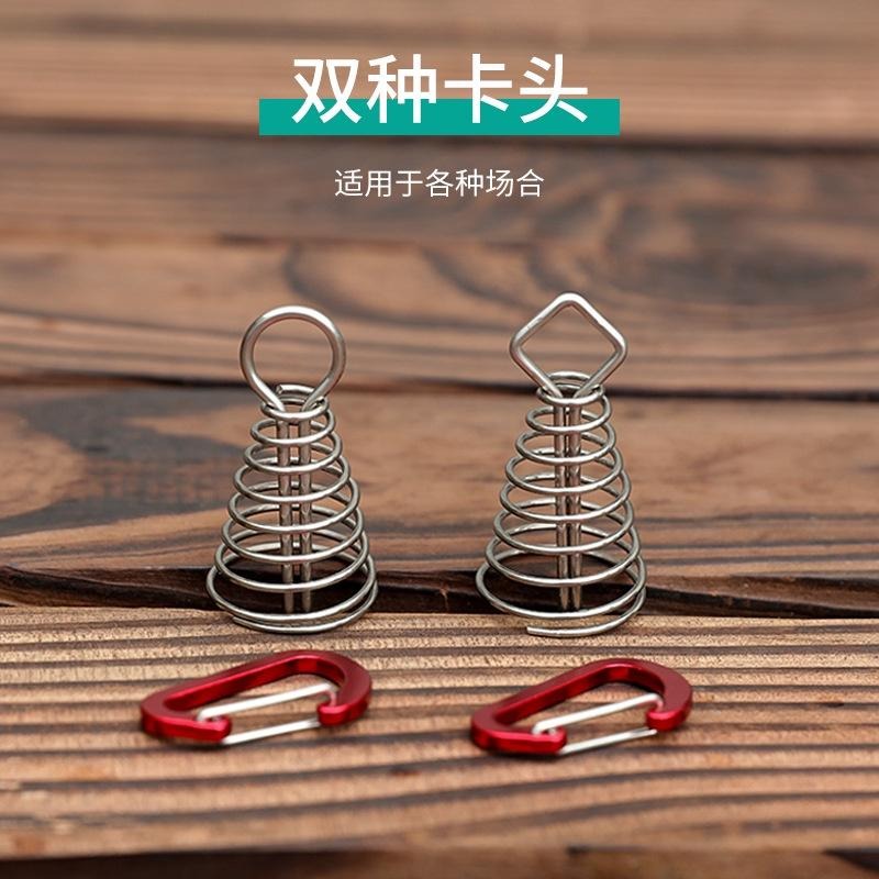 章魚繩扣 彈簧勾魚骨釘 棧板魚骨釘 營繩固定器 帳蓬固定勾 棧板神器附D扣-細節圖3