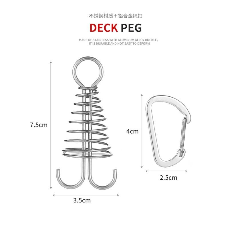 章魚繩扣 彈簧勾魚骨釘 棧板魚骨釘 營繩固定器 帳蓬固定勾 棧板神器附D扣-細節圖7