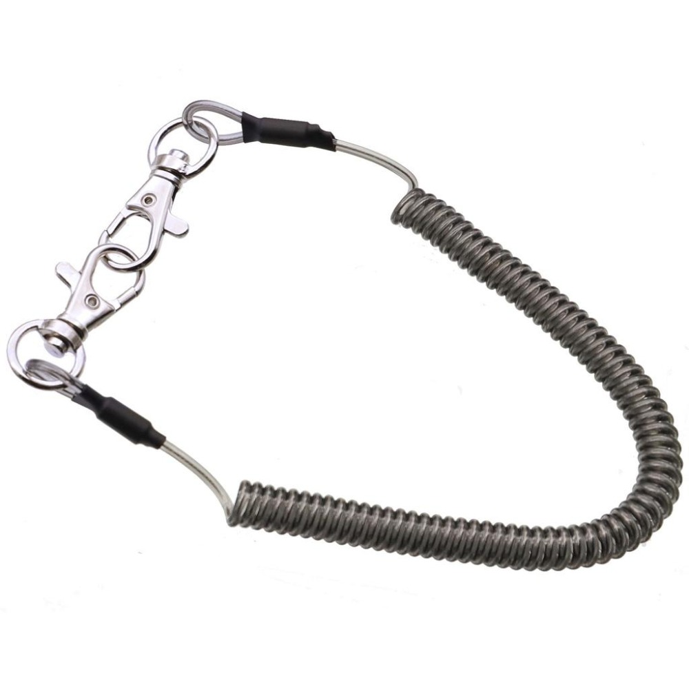 鋼絲彈簧失手繩 葫蘆D型環+環扣  鋼絲帶登山扣 路亞鉗控魚器 掛扣繩 6色強拉力掛繩-細節圖2
