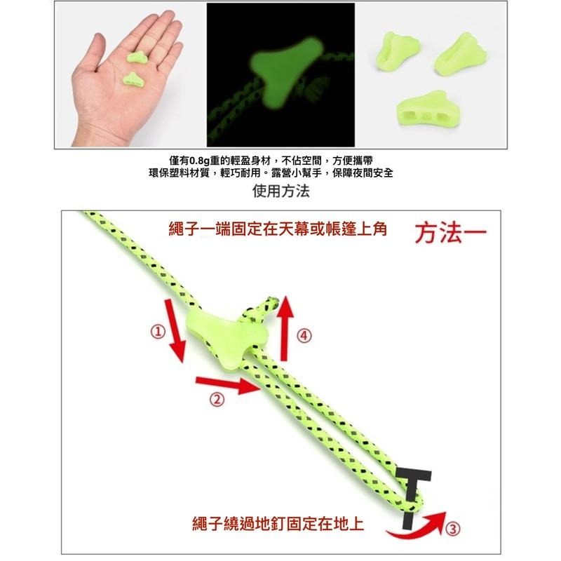 買五送一 夜光三角繩扣 營光調節片 營繩扣 營繩調節片 調節扣 固定片 帳篷營繩固定片 雙孔 止動片-細節圖9