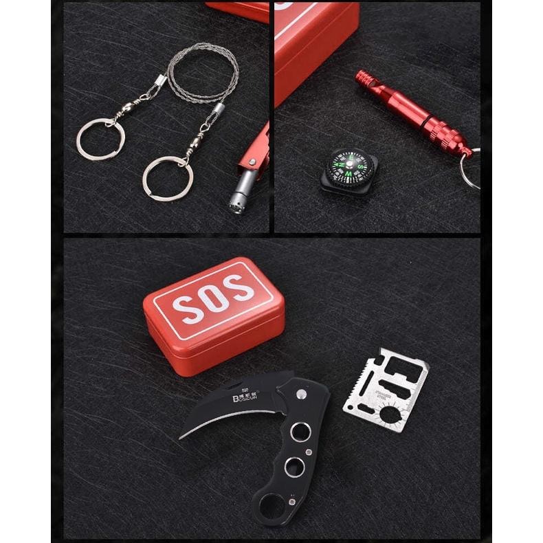 野外救生盒 七件套 野外求生包 求生工具套裝 戶外旅行地震應急包 戶外露營自助救生工具包 應急盒-細節圖8