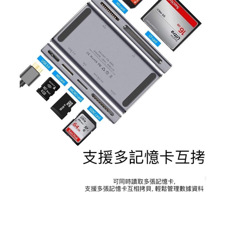 灃標886五合一讀卡器 usb3.0讀卡器 可讀CF SD TF MS M2 多盤互拷單眼相機內存卡-細節圖2