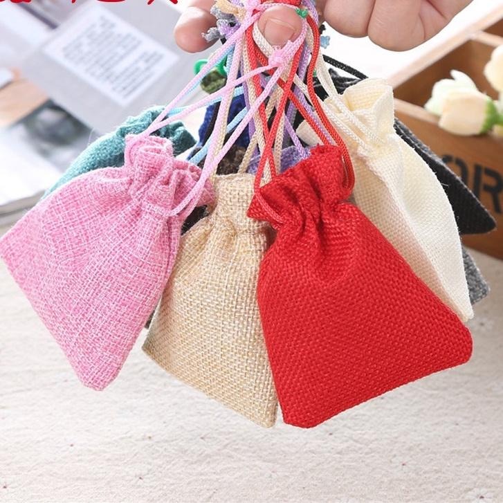 純色麻布袋 束口袋 純色 抽繩束口袋 飾品包裝袋 首飾袋 布袋子 佛珠 小物收納 手工收纳袋 麻布-細節圖3