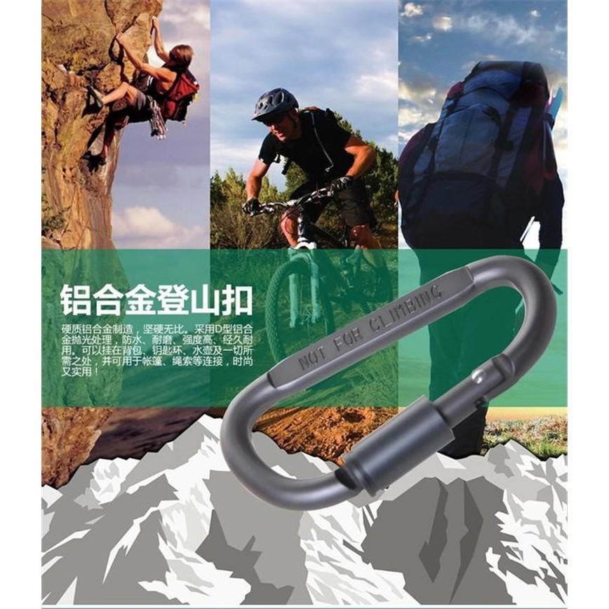 高品質D型快掛 D扣 登山扣 帶鎖鋁合金登山扣 快掛 鑰匙扣 水瓶扣 螺帽扣 掛扣-細節圖4