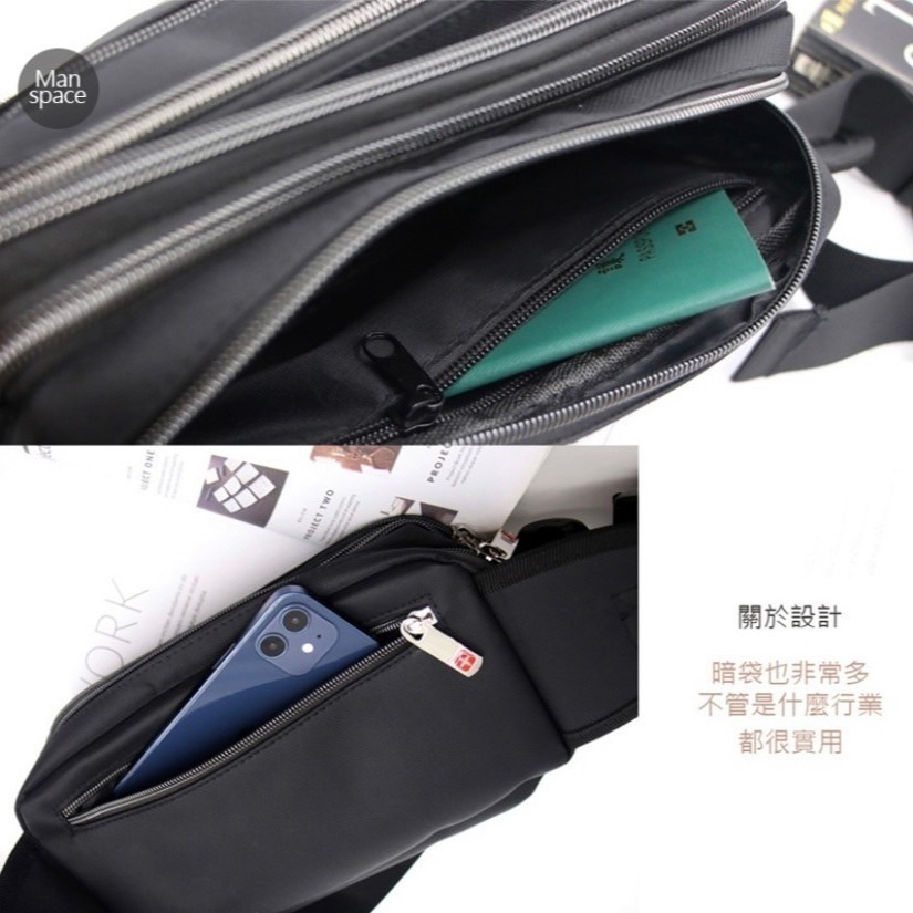 多功能腰包 輕巧防水 五格拉鍊格層 大容量可胸背 男用腰包 12|Menspace-細節圖3