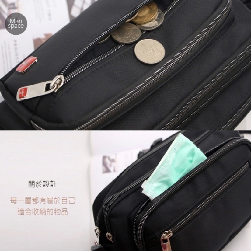 多功能腰包 輕巧防水 五格拉鍊格層 大容量可胸背 男用腰包 12|Menspace-細節圖5