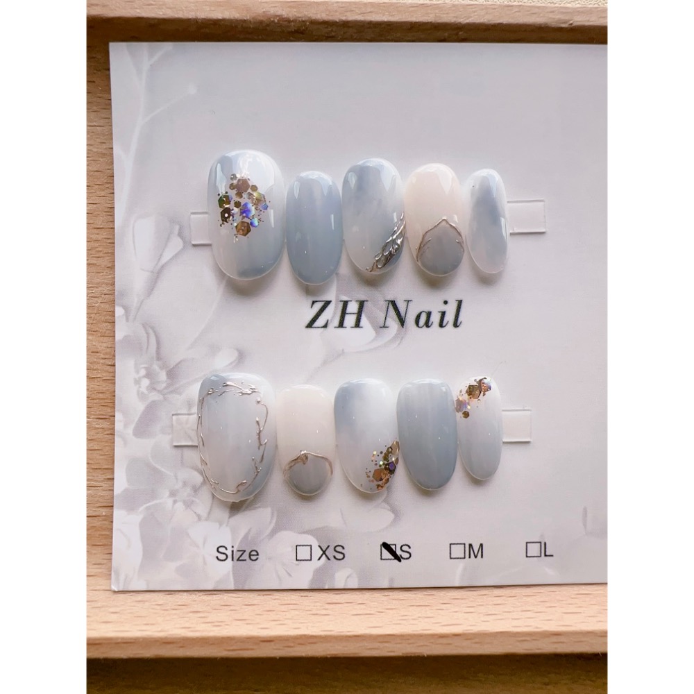 【Chuunail_Earuu】現貨快速出貨 暈染風穿戴甲2️⃣｜手工穿戴甲｜手作款 快速美甲-細節圖5
