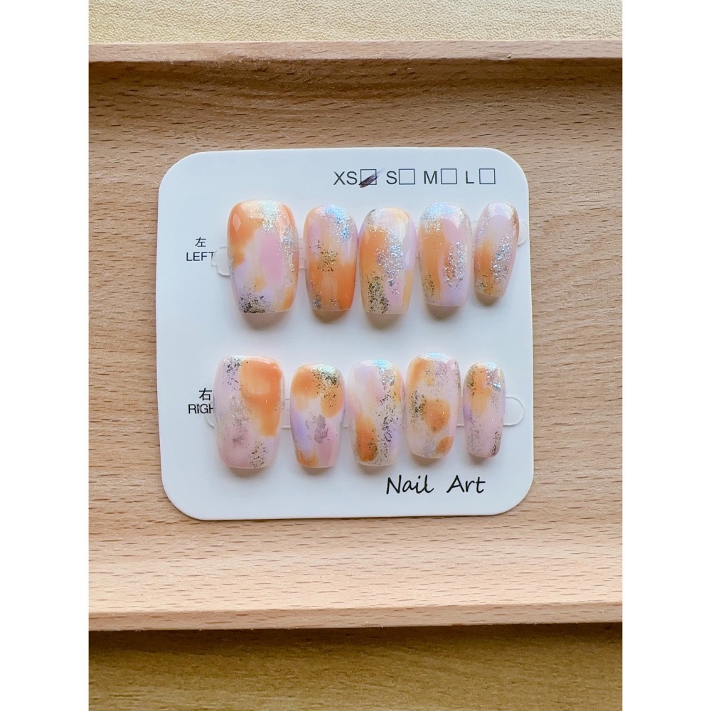 【Chuunail_Earuu】現貨快速出貨 暈染風穿戴甲3️⃣ ｜手工穿戴甲｜手作款 快速美甲-細節圖3