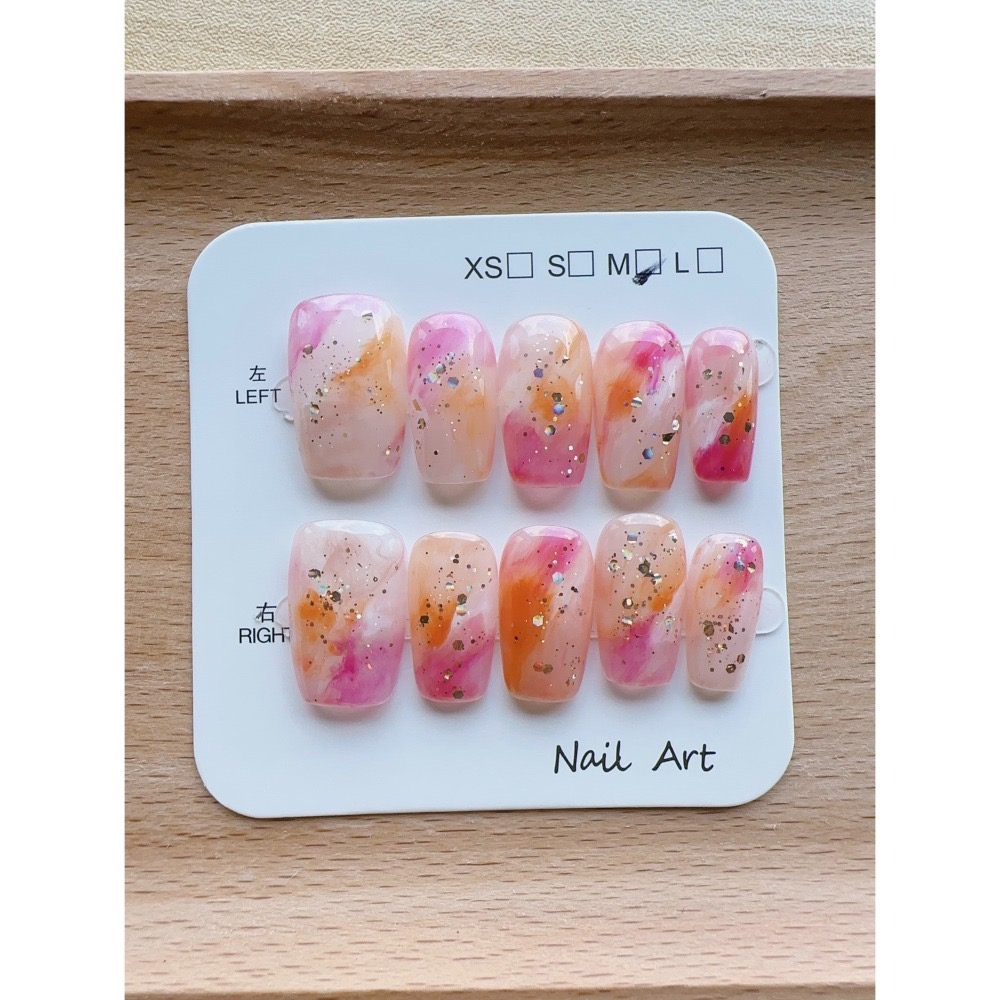 【Chuunail_Earuu】現貨快速出貨 暈染風穿戴甲3️⃣ ｜手工穿戴甲｜手作款 快速美甲-細節圖5