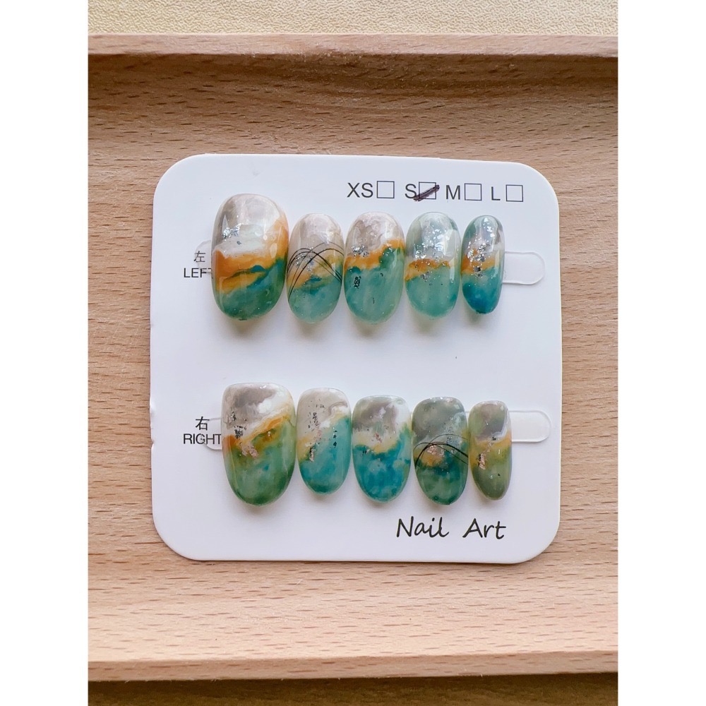 【Chuunail_Earuu】現貨快速出貨 暈染風穿戴甲3️⃣ ｜手工穿戴甲｜手作款 快速美甲-細節圖7