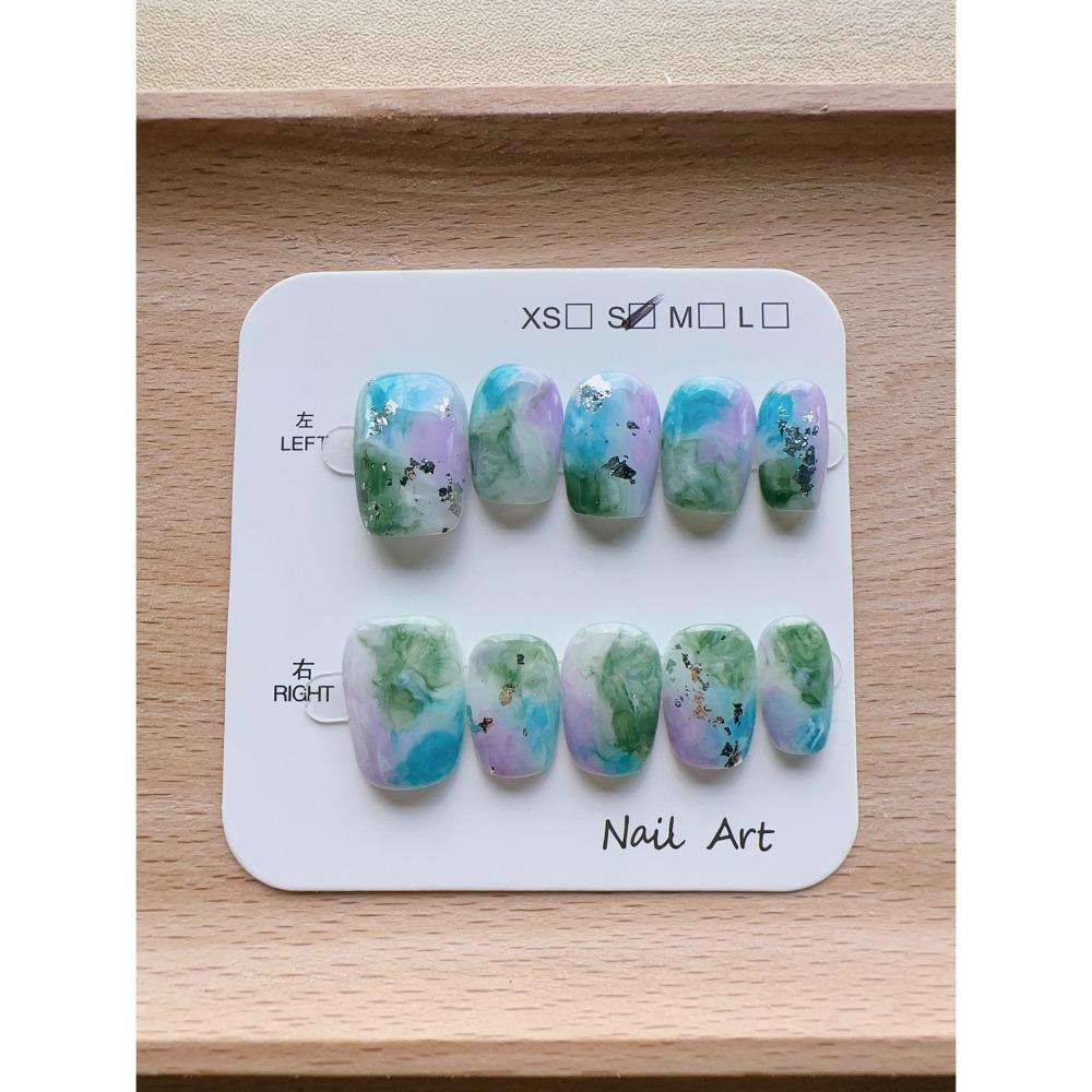 【Chuunail_Earuu】現貨快速出貨 暈染風穿戴甲5️⃣ ｜手工穿戴甲｜手作款 快速美甲-細節圖4