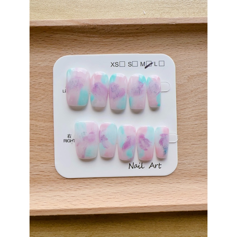 【Chuunail_Earuu】現貨快速出貨 暈染風穿戴甲5️⃣ ｜手工穿戴甲｜手作款 快速美甲-細節圖5