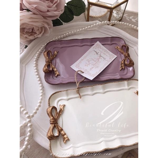 🎀歐式復古蝴蝶結裝飾托盤 裝飾盤、蝴蝶結托盤、金色蝴蝶結復古飾品收納盤、收納盒-細節圖2