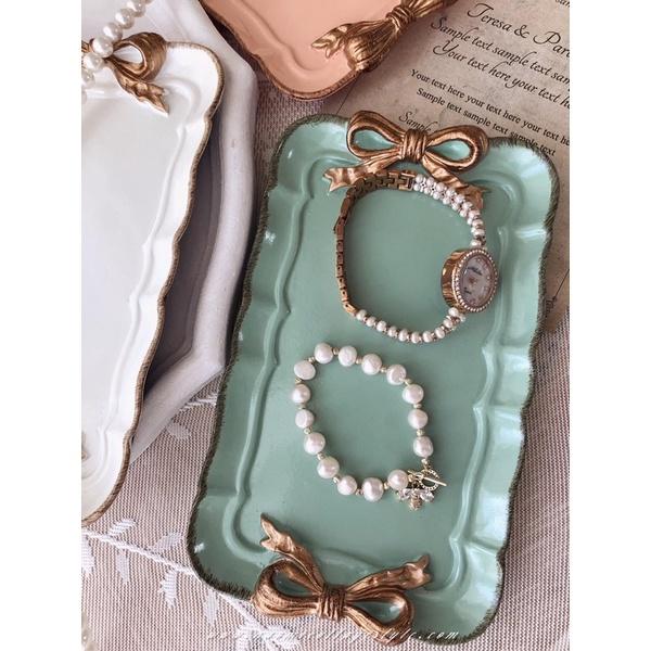 🎀歐式復古蝴蝶結裝飾托盤 裝飾盤、蝴蝶結托盤、金色蝴蝶結復古飾品收納盤、收納盒-細節圖4