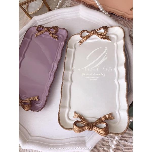 🎀歐式復古蝴蝶結裝飾托盤 裝飾盤、蝴蝶結托盤、金色蝴蝶結復古飾品收納盤、收納盒-細節圖5