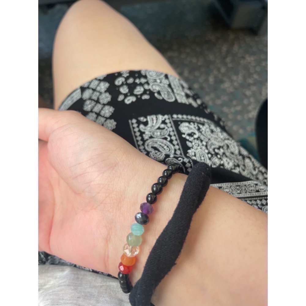 May the universe bless ü七脈輪能量水晶手鍊-權志龍黑曜石手鍊頂配版 特級白水晶黃水晶紫水晶-細節圖8