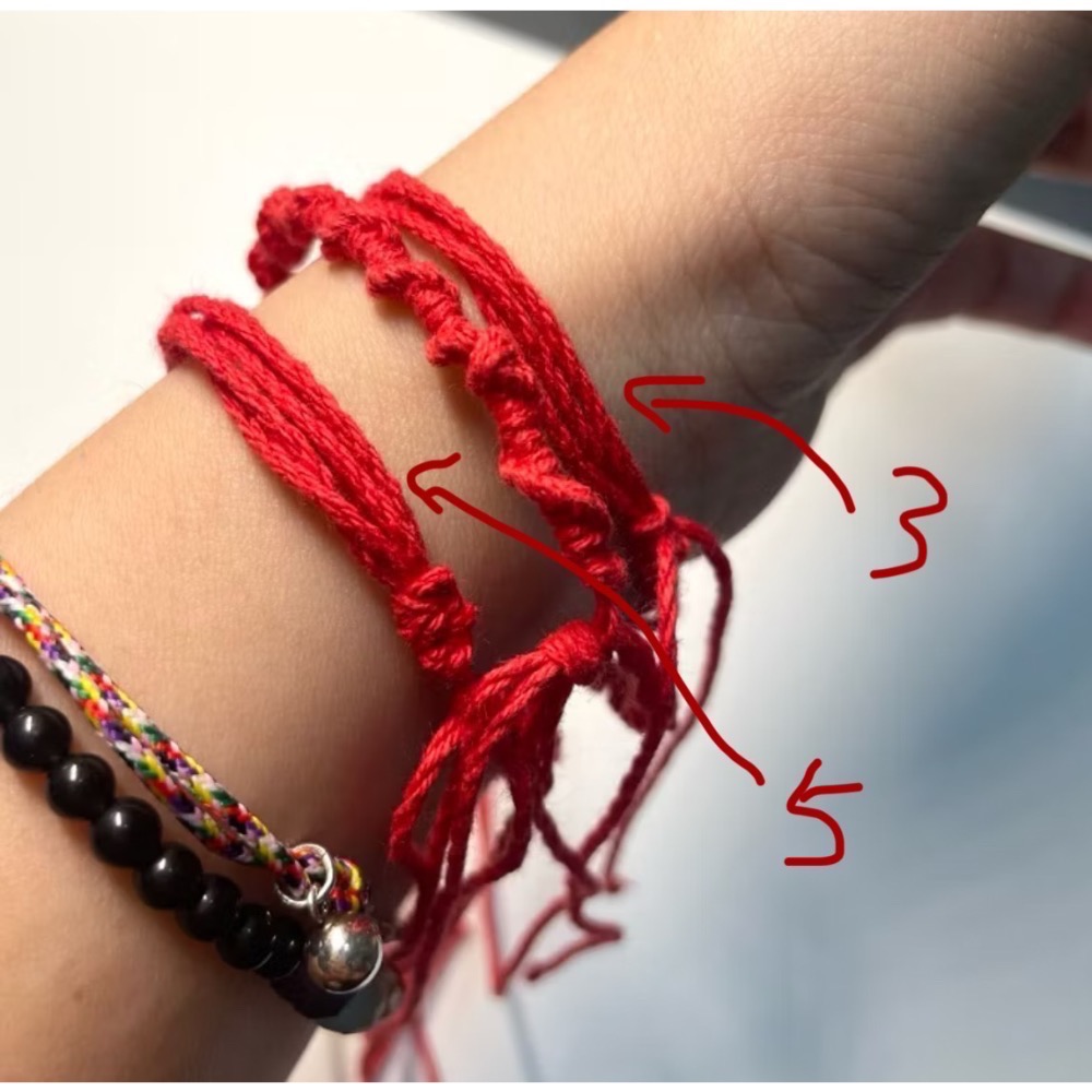 祈福紅線GD手鍊低調版GD紅線 紅繩 棉繩  手圍圈圈⭕️3圈/5圈/7圈/9圈/螺旋 月老紅線-細節圖2