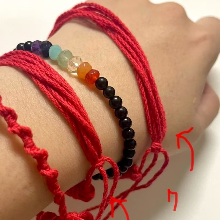 祈福紅線GD手鍊低調版GD紅線 紅繩 棉繩  手圍圈圈⭕️3圈/5圈/7圈/9圈/螺旋 月老紅線-規格圖3