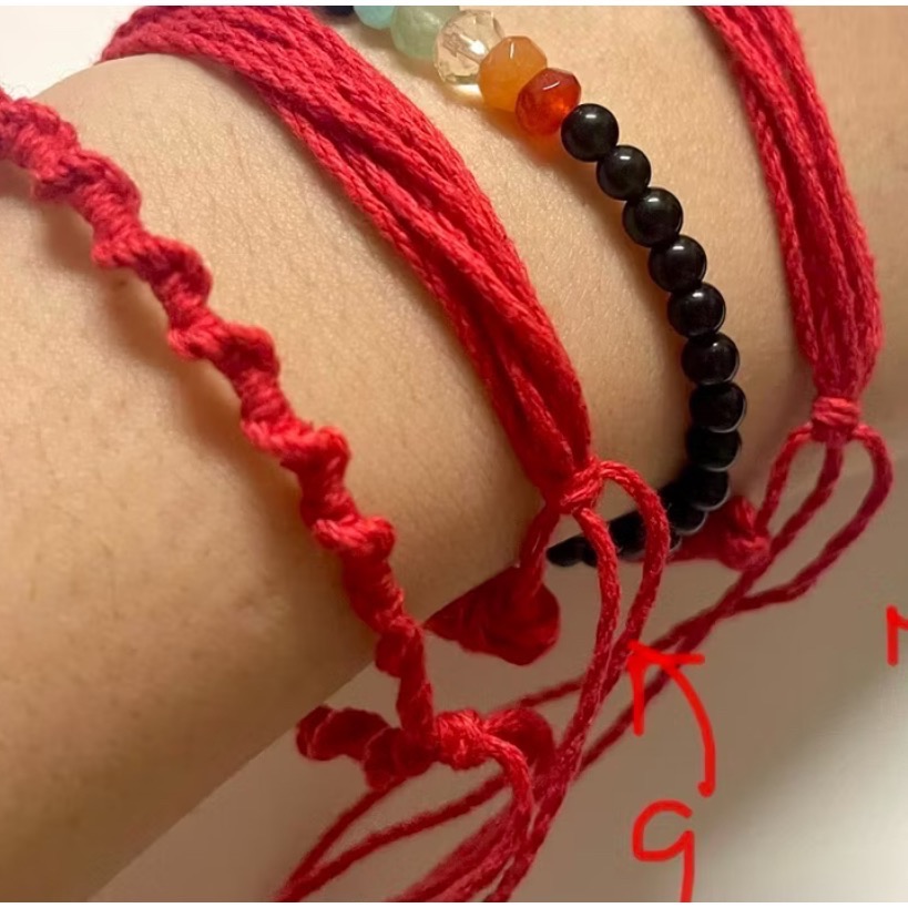 祈福紅線GD手鍊低調版GD紅線 紅繩 棉繩  手圍圈圈⭕️3圈/5圈/7圈/9圈/螺旋 月老紅線-規格圖3