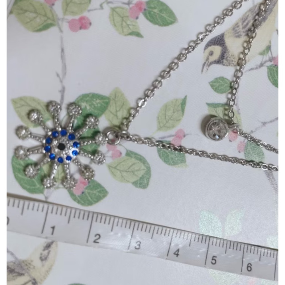 🇬🇷希臘帶回-惡魔之眼銀合金水鑽項鍊雙鏈 只剩一條 阻擋惡意 避邪 梅杜莎之眼 幸運 清債 改運-細節圖3