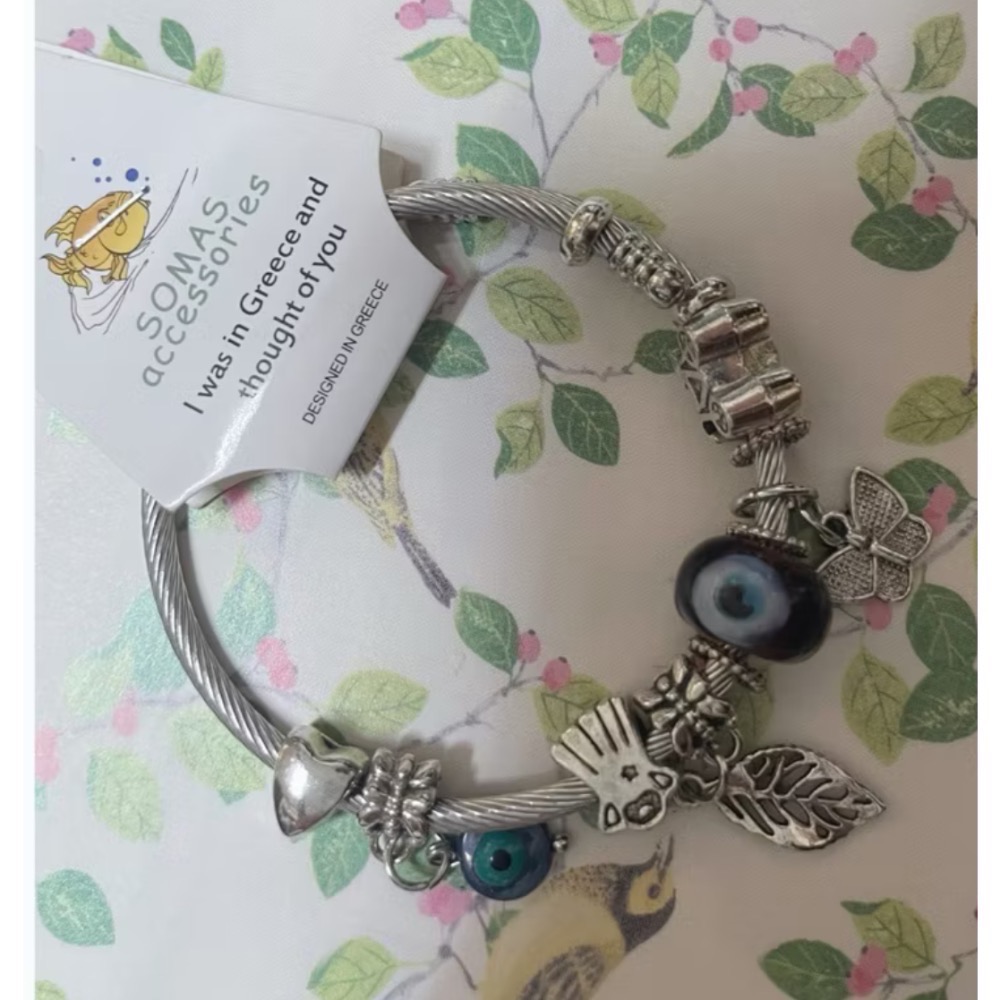 🇬🇷希臘帶回-紫棕色惡魔之眼銀合金潘朵拉手鍊 只剩一條 阻擋惡意 避邪 梅杜莎之眼 清債 改運 運氣魔法聯盟-細節圖4