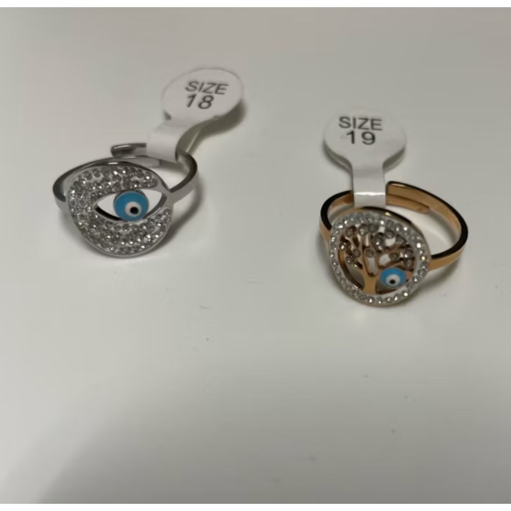 🇬🇷希臘帶回-惡魔之眼 魔法之樹 戒指 s.steel 18 ring 堅固耐用水鑽閃亮透亮-細節圖2