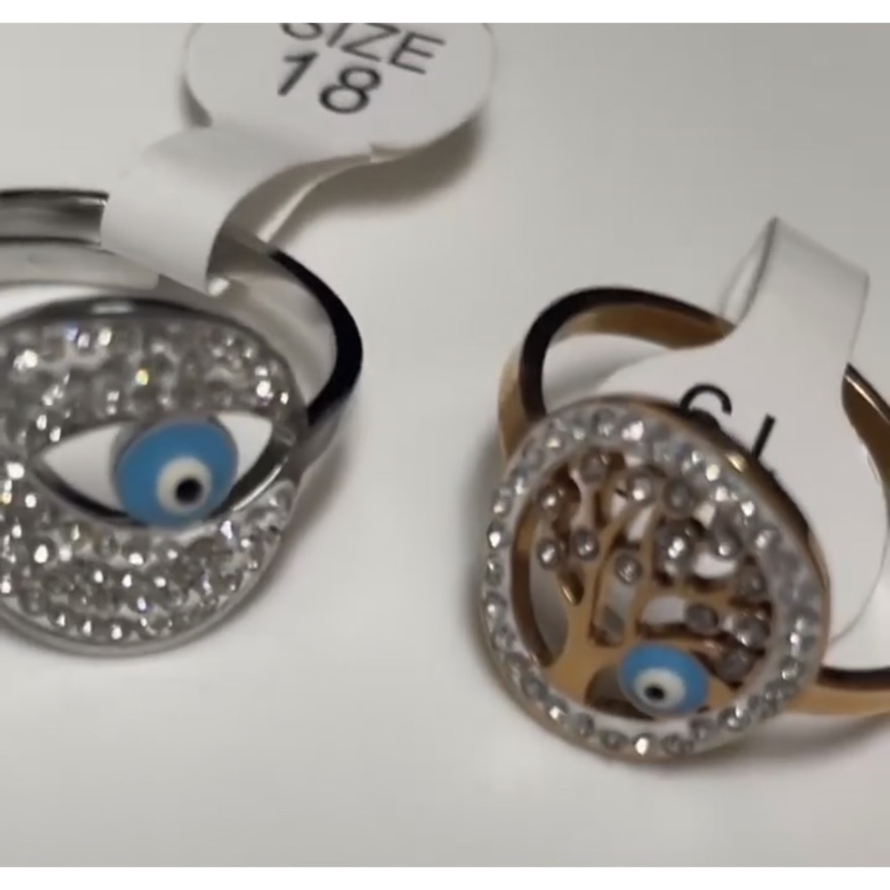 🇬🇷希臘帶回-惡魔之眼 魔法之樹 戒指 s.steel 18 ring 堅固耐用水鑽閃亮透亮-細節圖7