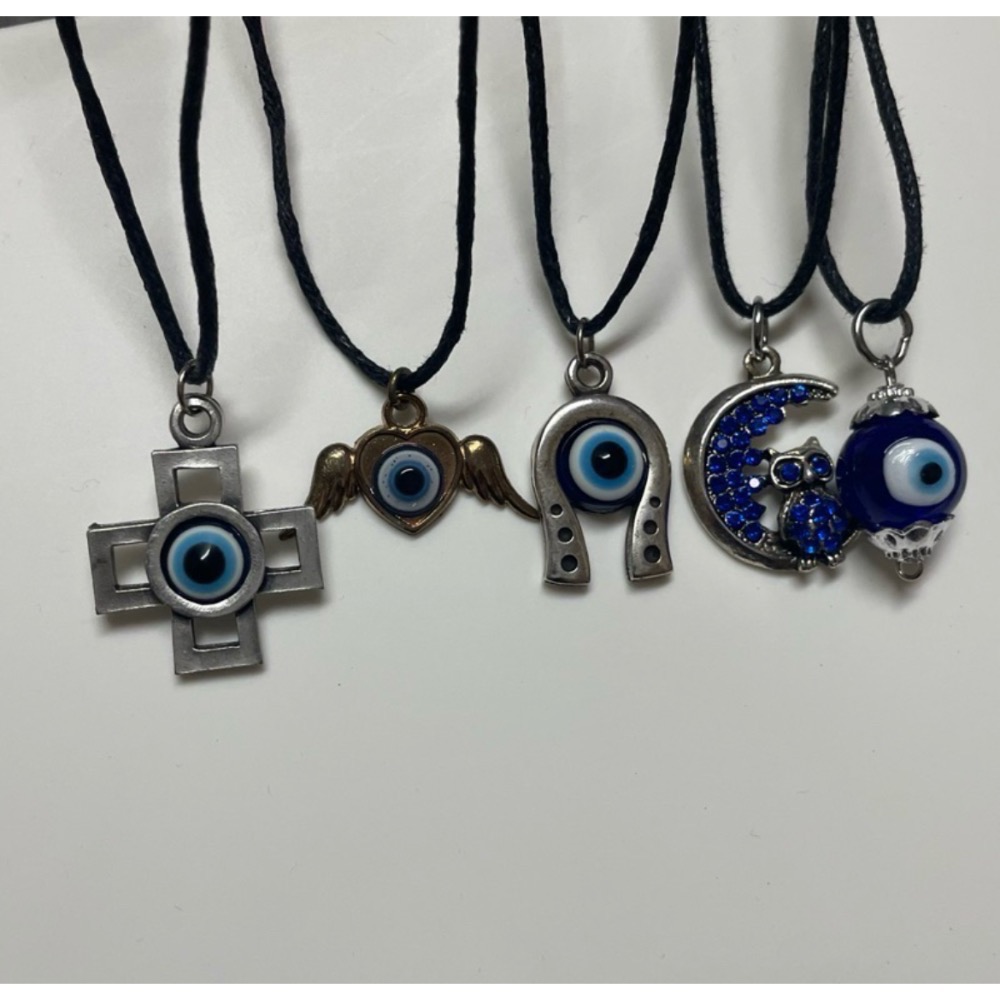 特價🇬🇷希臘帶回-小島民手作黑色蠟繩惡魔之眼造型項鍊 各種吊飾-細節圖2